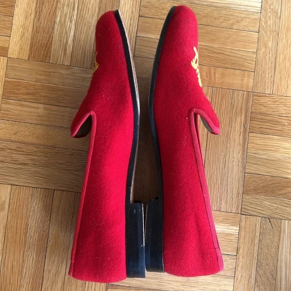 COPY - Stubbs & Wootton Red Embroidered Women's Loafers - Picture 3 of 6